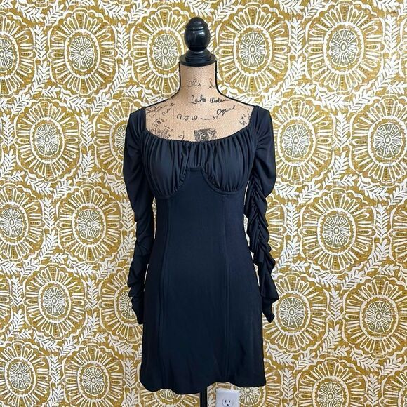 NWT NBD Carlota Corset Bodice Off Shoulder Cutout Back Mini Dress in Black sz S - Picture 5 of 12